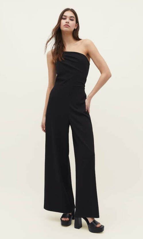 Stradivarius Jumpsuit Met Asymmetrische Halslijn Zwart