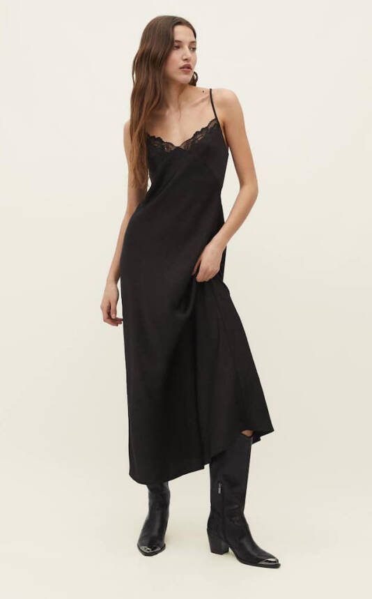 Stradivarius Jurk Met Lingerielook Zwart