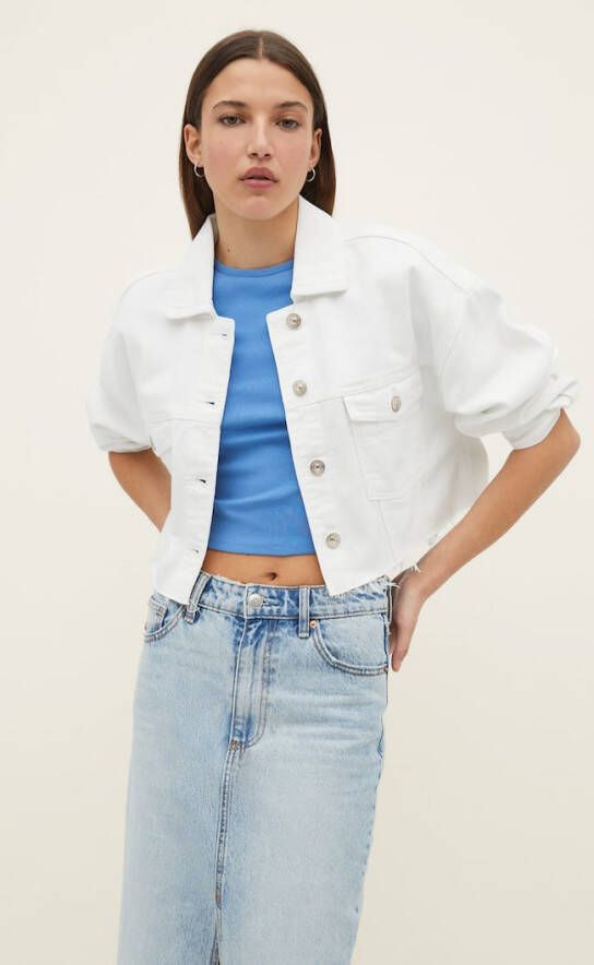 Stradivarius Kort Jeansjack Wit
