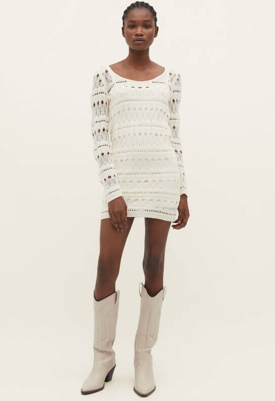 Stradivarius Korte Ajour Jurk Vanille