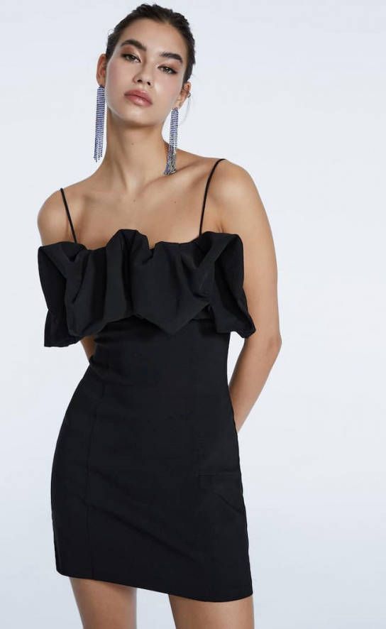 Stradivarius Korte Party Jurk Met Cocooneffect Zwart