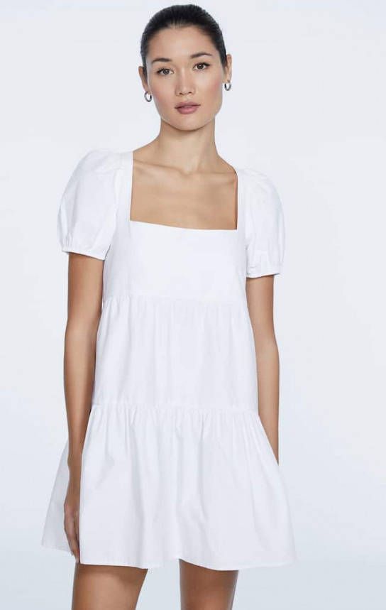 Stradivarius Korte Popeline Jurk Wit