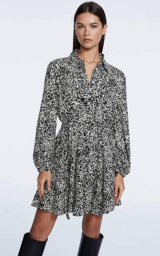 Stradivarius Korte Shirtdress Met Print Vanille