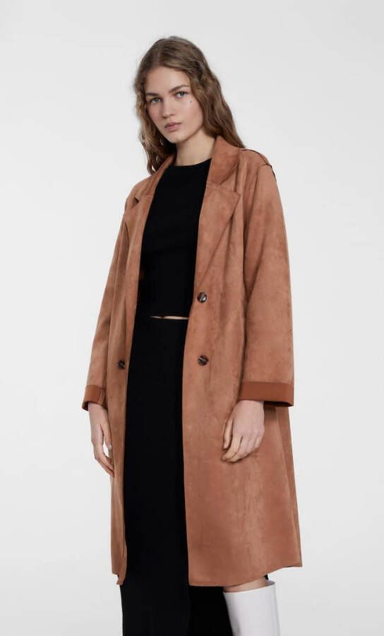 Stradivarius Kunstsuède Jas Karamel