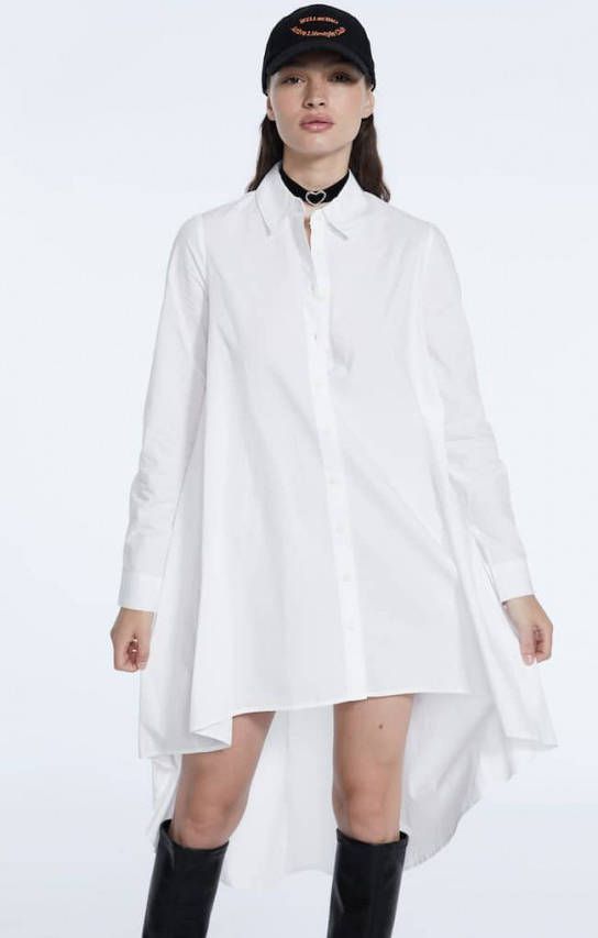 Stradivarius Lang Popeline Overhemd Wit