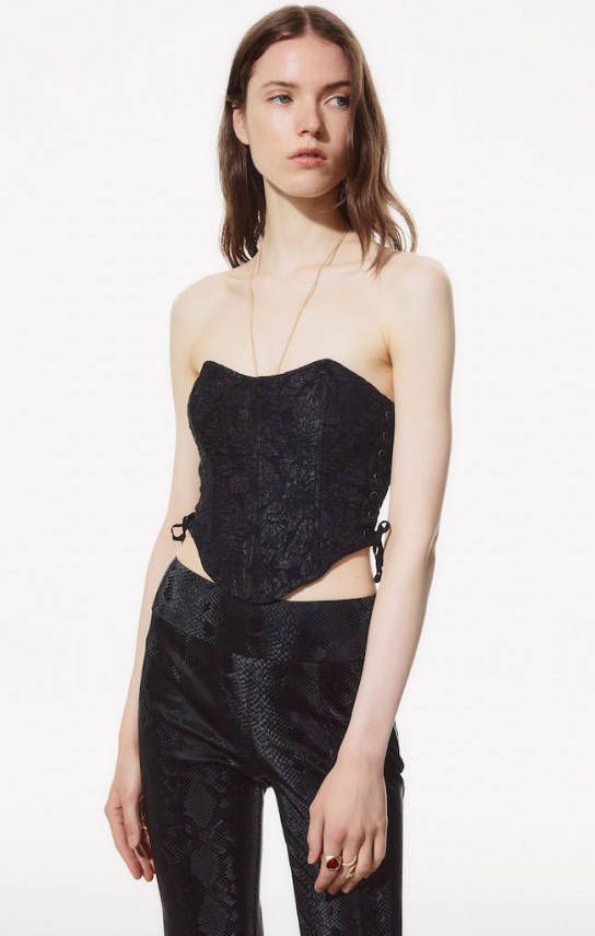 Stradivarius Lange Broek Met Slangenleereffect House Of Dragon Zwart 40