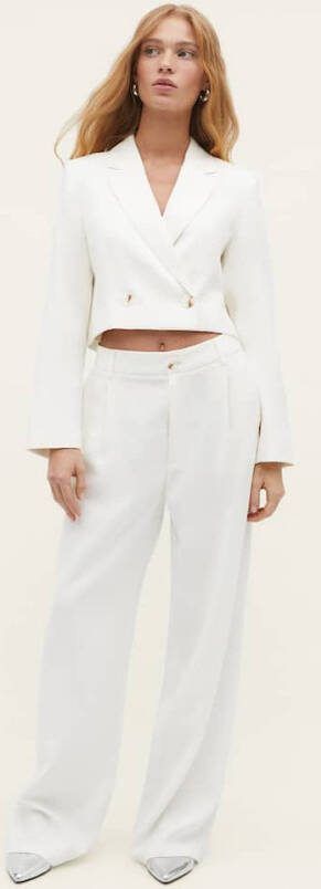 Stradivarius Lange Recht Model Broek Ecru 32