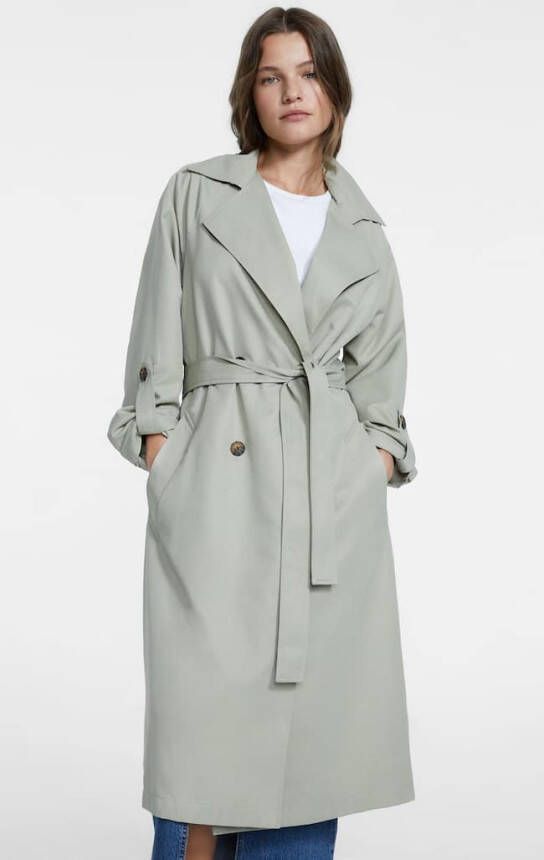 Stradivarius Lange Wijde Trenchcoat Kaki