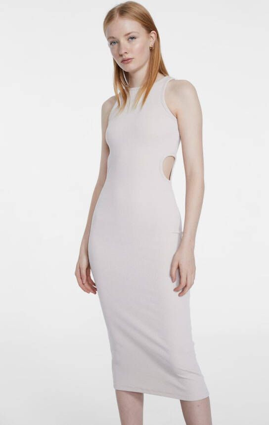 Stradivarius Midi Jurk Met Cut Outs Vanille