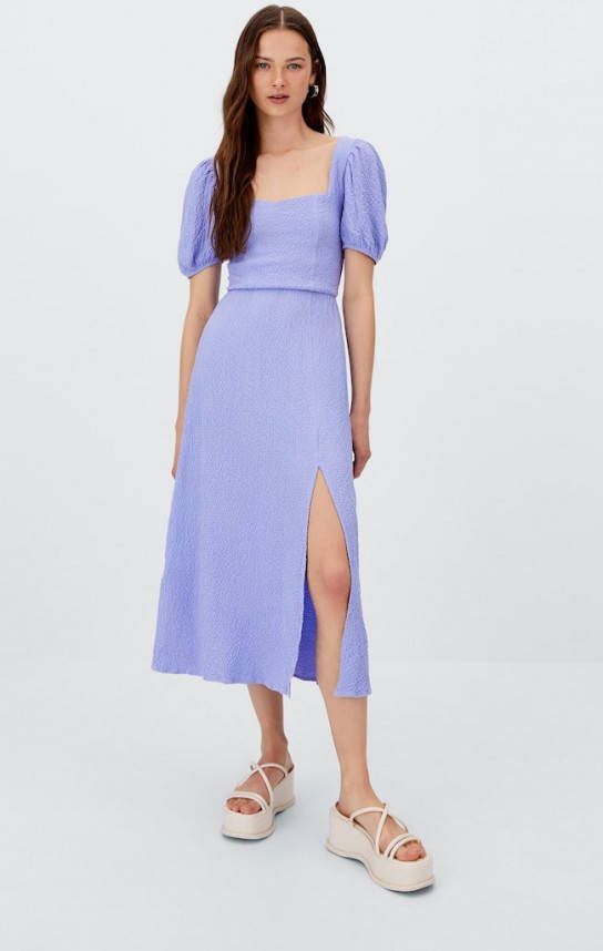 Stradivarius Midi Jurk Met Geknoopt Rugpand Hemelsblauw