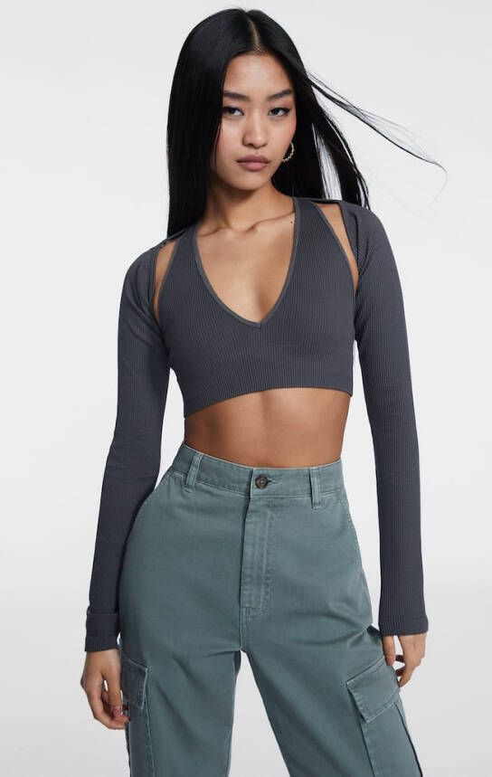 Stradivarius Naadloze Bolero Grijs