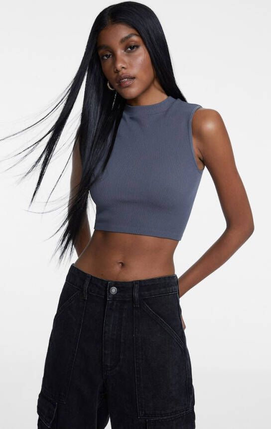 Stradivarius Naadloze Top Grijs