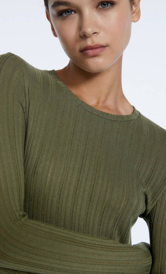 Stradivarius Opengewerkt T Shirt Kaki