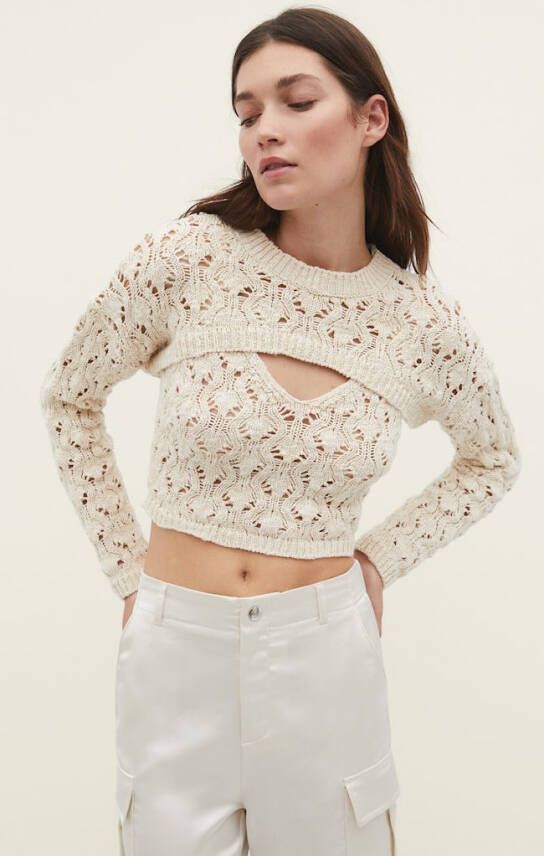 Stradivarius Opengewerkte Armwarmer Vanille