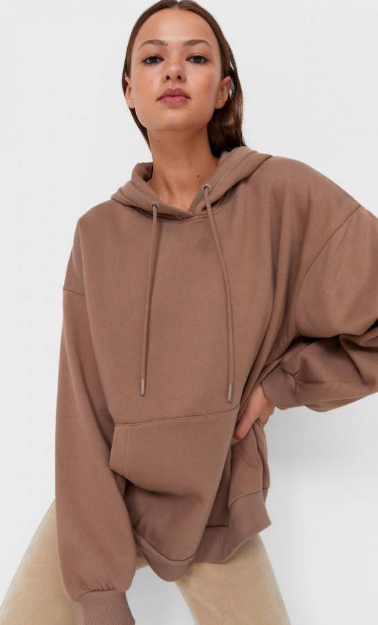 Stradivarius Oversized Geruwd Sweatshirt Bruin