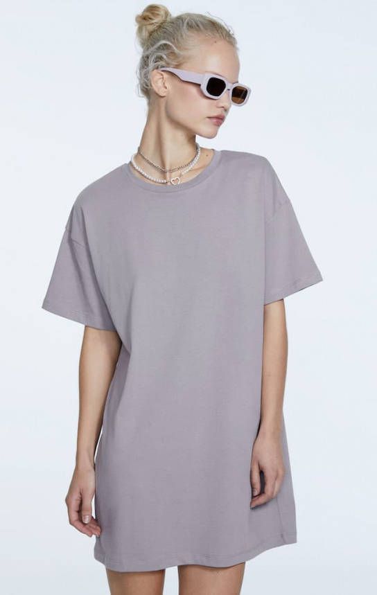 Stradivarius Oversized T Shirtdress Grijs