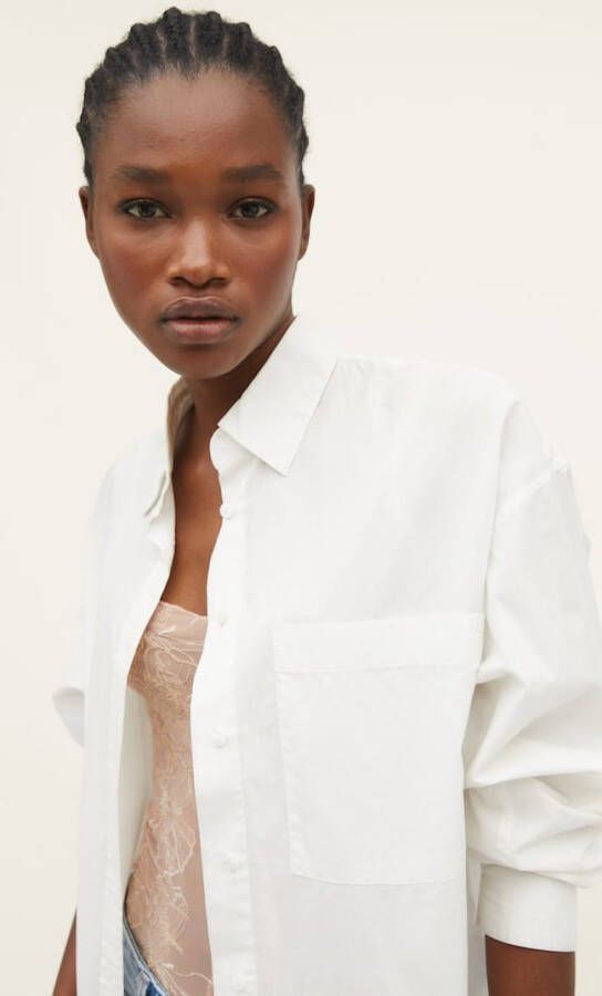 Stradivarius Recht Model Blouse Wit