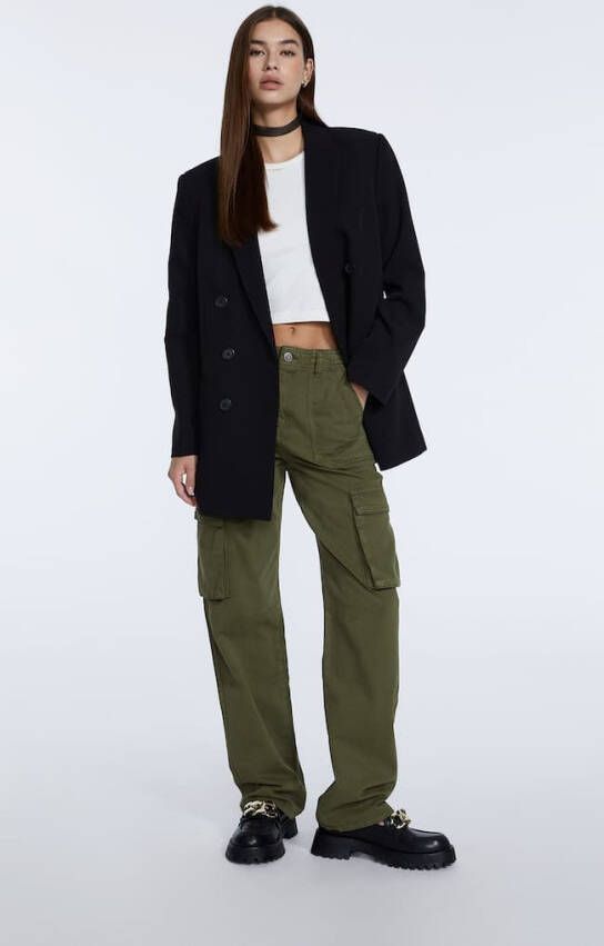 Stradivarius Relax Fit Cargobroek Kaki 32