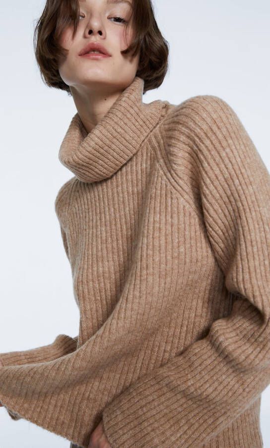 Stradivarius Ribtricot Coltrui Beige Melange