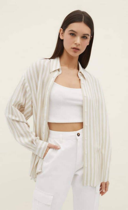 Stradivarius Rustieke Everyday Blouse Vanille