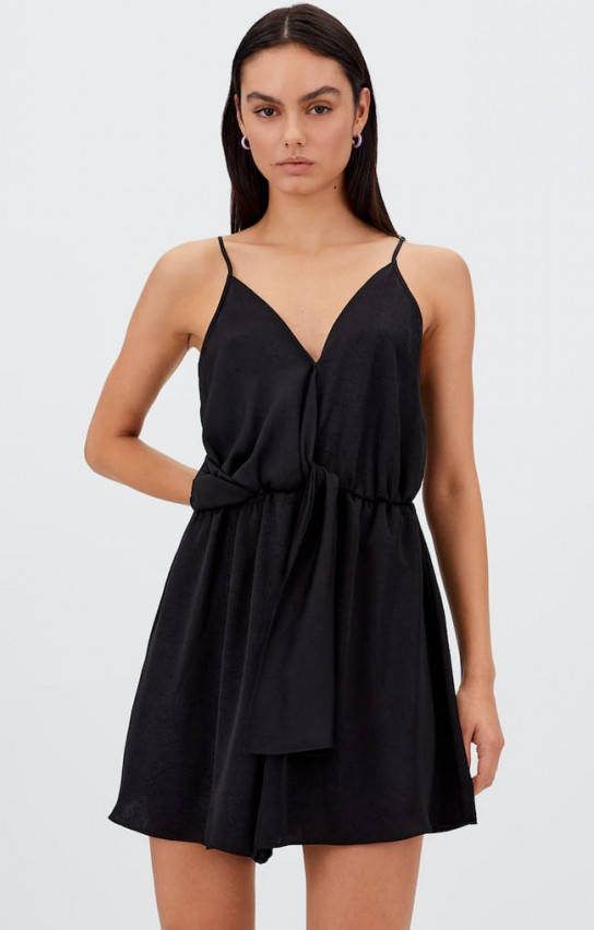 Stradivarius Satijnen Jumpsuit Zwart
