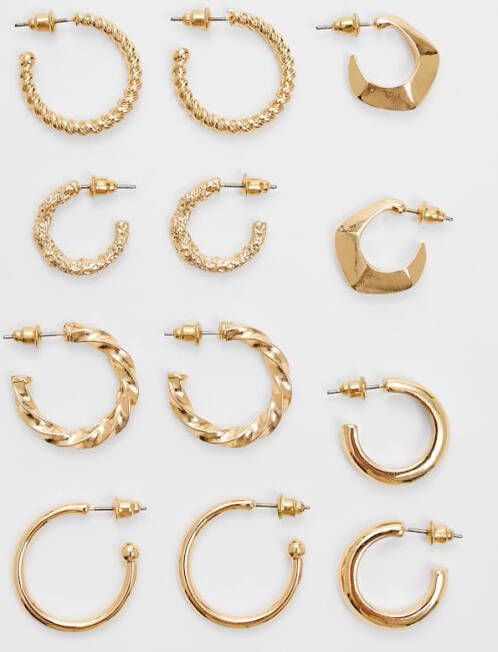 Stradivarius Set Van 6 Paar Basic Oorbellen Geel