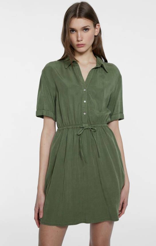 Stradivarius Shirtdress Met Korte Mouw Kaki