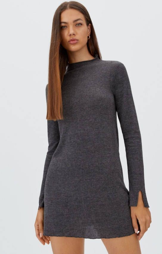 Stradivarius Soft Touch Korte Jurk Donkergrijs