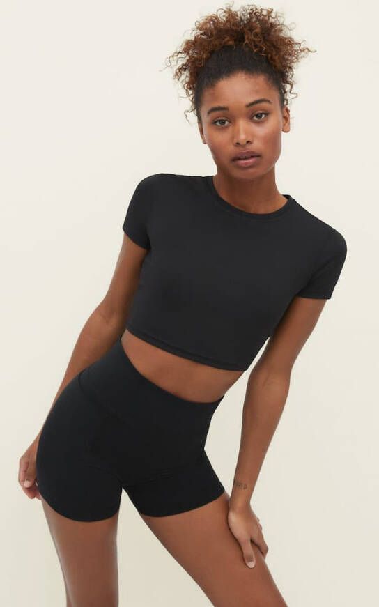 Stradivarius Soft Touch Sportief T Shirt Zwart