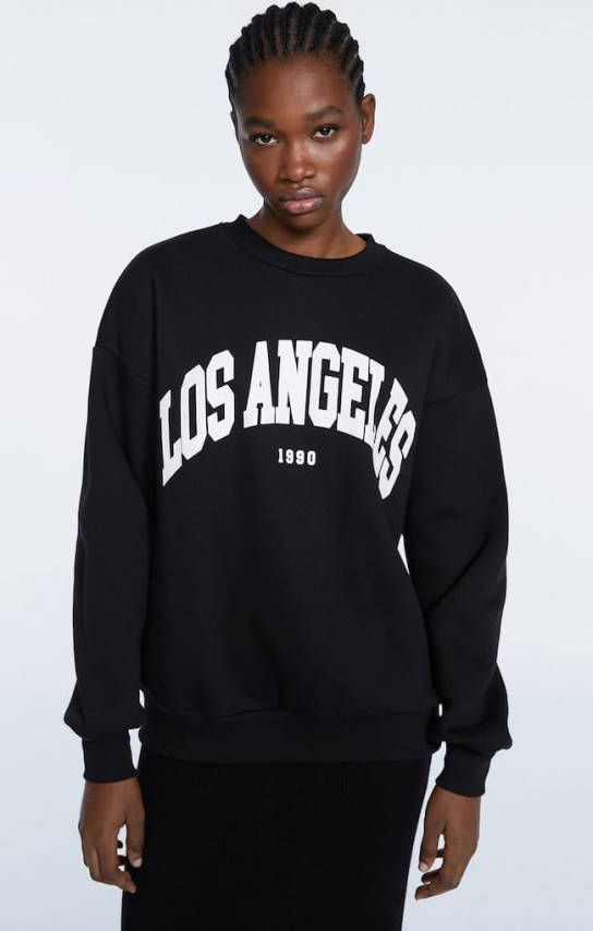 Stradivarius Sweatshirt Met Print Zwart