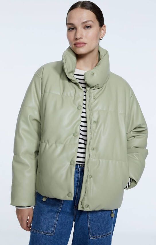 Stradivarius Synthetisch Leren Donsjack Groen