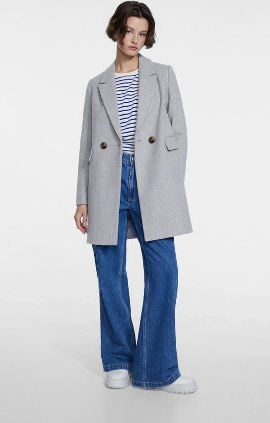 Stradivarius Synthetisch Wollen Jas Grijs Melange