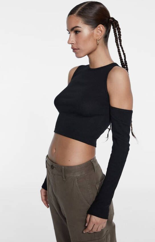 Stradivarius T Shirt Met Blote Schouders Zwart