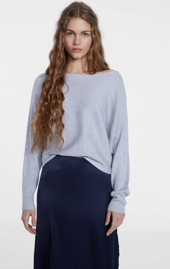 Stradivarius Tricot Trui Met Boothals Grijs Melange