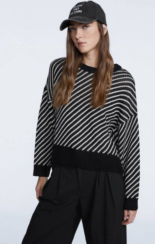Stradivarius Trui Met Diagonale Streep Zwart