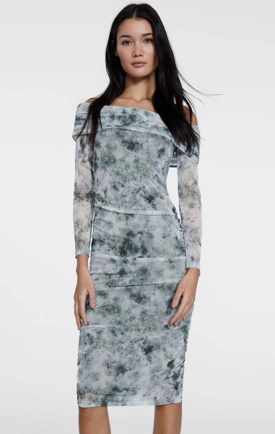 Stradivarius Tule Midi Jurk Kaki