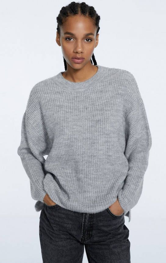 Stradivarius Viltachtige Trui Grijs Melange