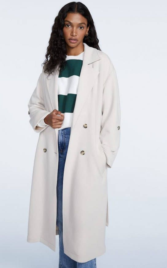 Stradivarius Wijde Gebreide Gabardine Vanille