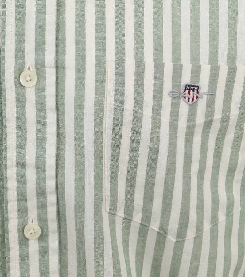 Gant casual overhemd groen gestreept katoen en linnen normale fit