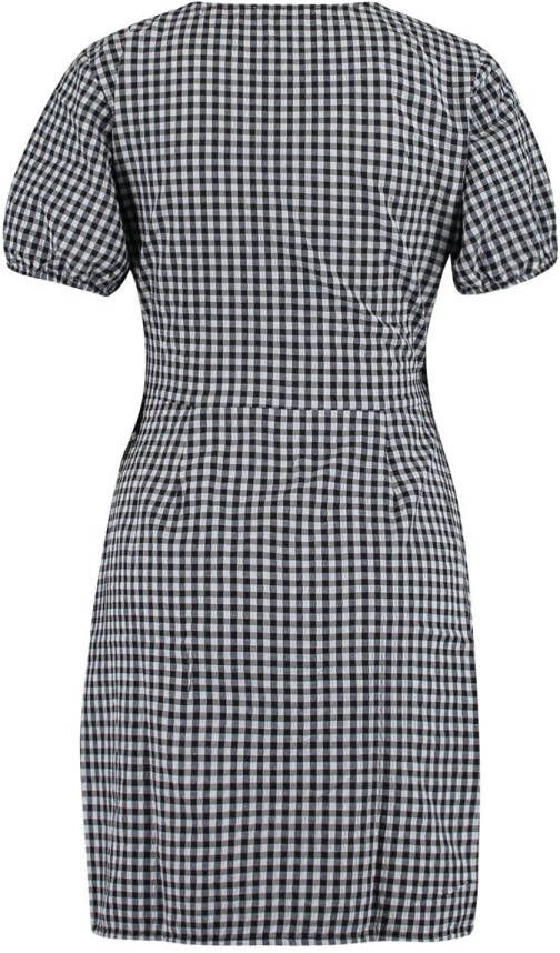 America Today geruite wikkeljurk zwart/wit