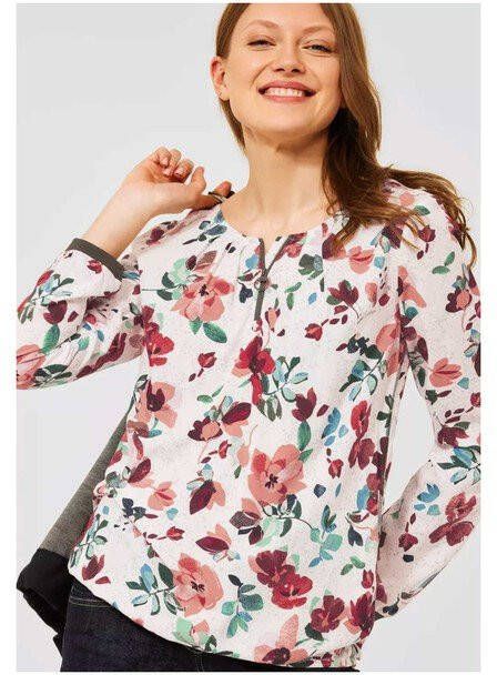 Cecil Gedessineerde blouse met ritsdetail bij de hals