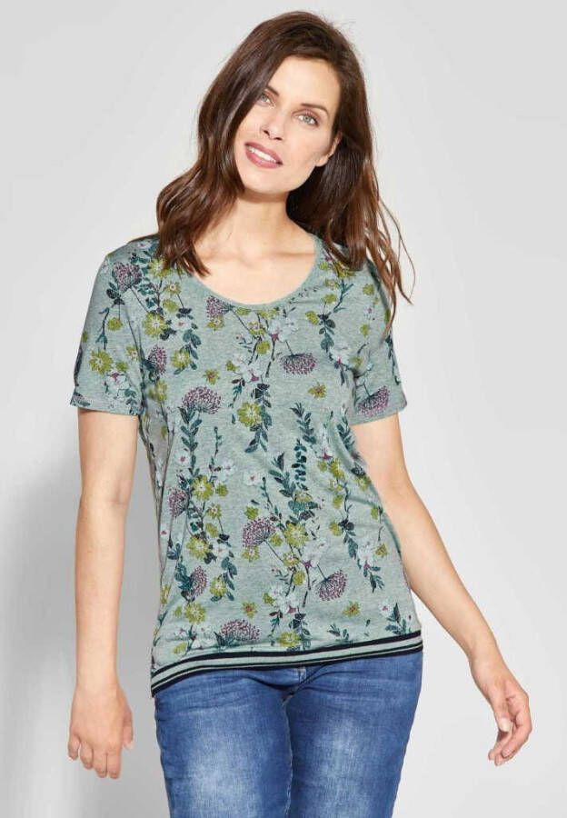 Shirt met bloemenprint Joline sage Groen melange