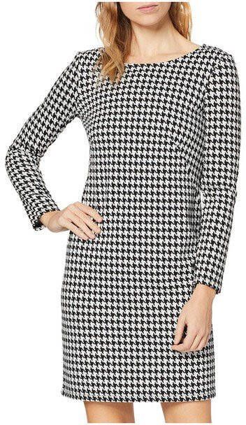 comma jurk met pied-de-poule zwart/wit