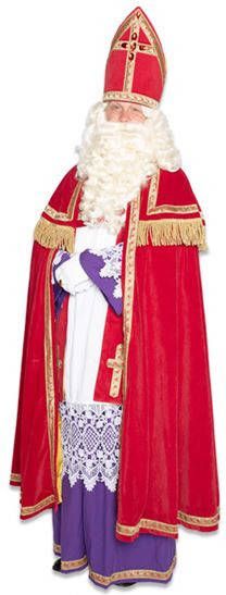 Witbaard Sinterklaas Kostuum Polyesterfluweel Met Koker Mijter Voor Volwassenen Carnavalskostuums