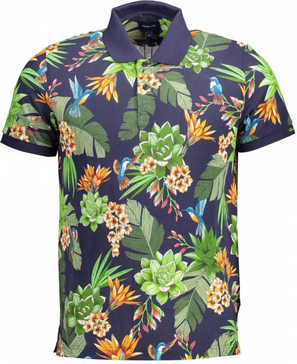 GANT Regular Fit Poloshirt lange mouw nachtblauw, Effen