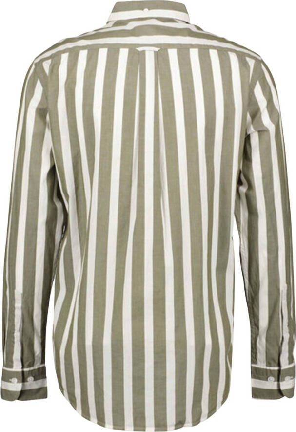 Gant overhemd gestreept groen wit Regular Fit