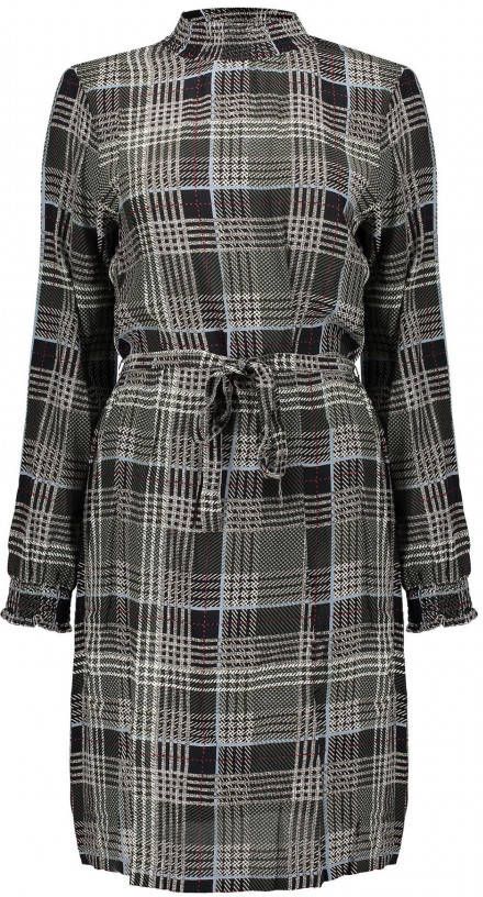 Geisha geruite semi-transparante blousejurk zwart/wit/rood