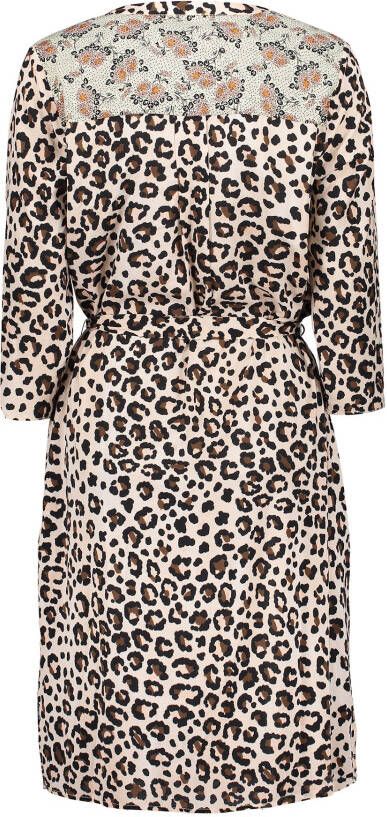 Geisha jurk met all over print sand/blauw/bruin/groen