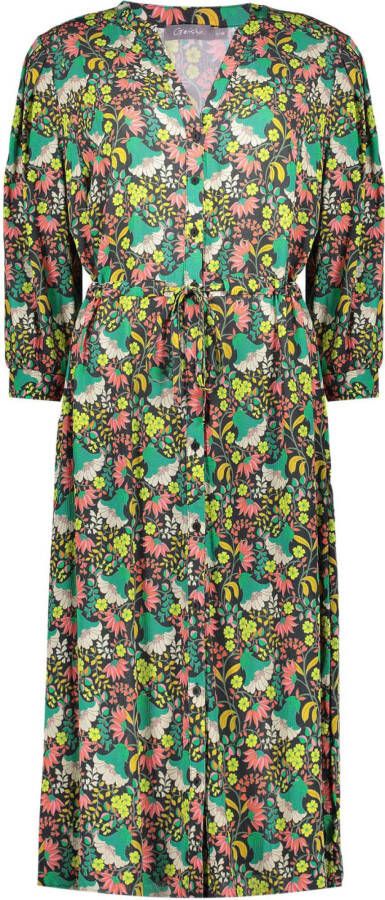 Geisha Dress navy grey & flower prints