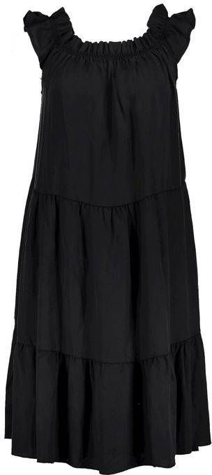 Geisha trapeze jurk met ruches zwart